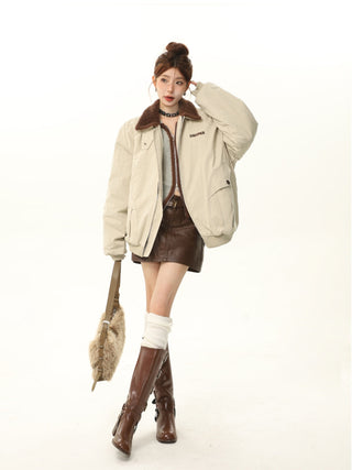 Oversize woolen lapel jacket