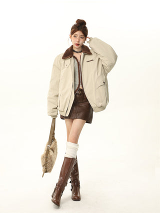 Oversize woolen lapel jacket