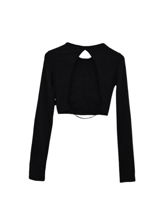 Backless long-sleeved T-shirt with removable chest pad