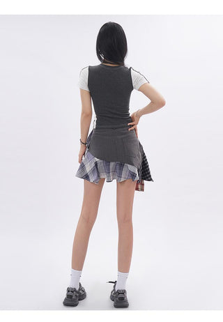 Contrast color line sporty top