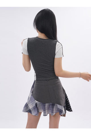 Contrast color line sporty top