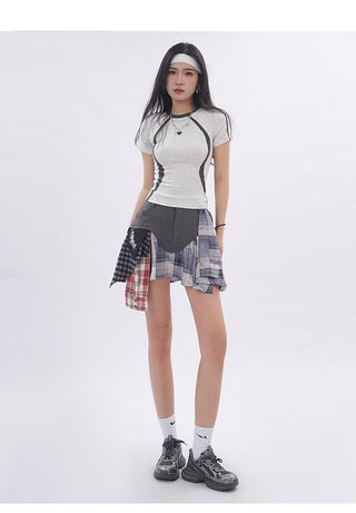 Contrast color line sporty top