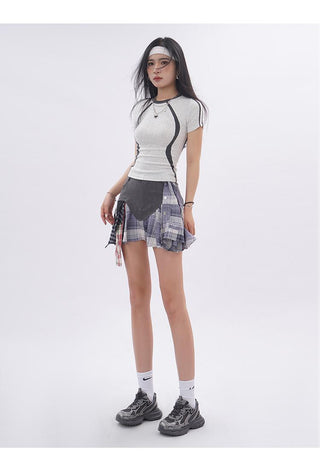 Contrast color line sporty top