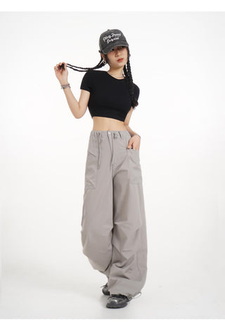 Backless straight shoulder short-sleeved T-shirt
