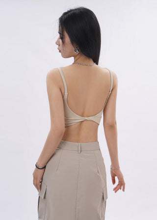 Knotted camisole top with chest pad