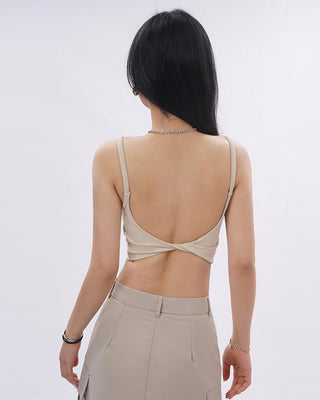 Knotted camisole top with chest pad