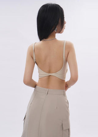 Knotted camisole top with chest pad