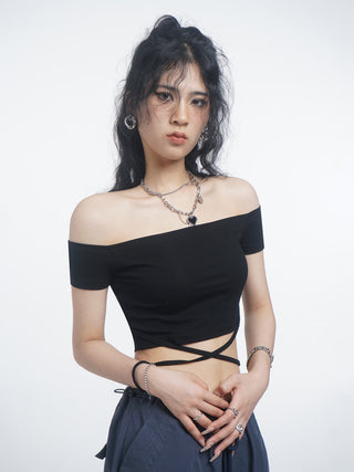 Crop one-shoulder slim top