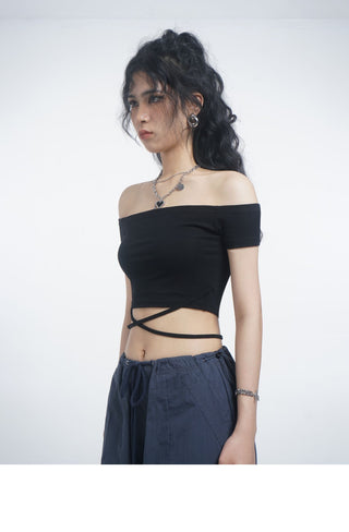 Crop one-shoulder slim top