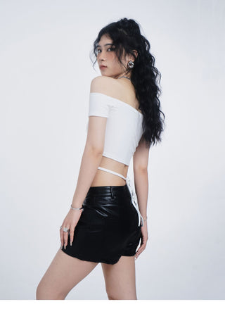 Crop one-shoulder slim top
