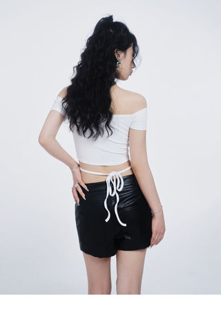Crop one-shoulder slim top