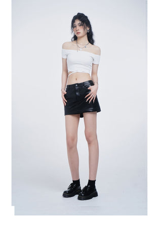 Crop one-shoulder slim top