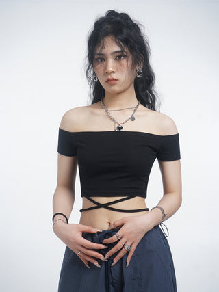 Crop one-shoulder slim top