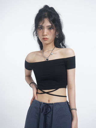 Crop one-shoulder slim top