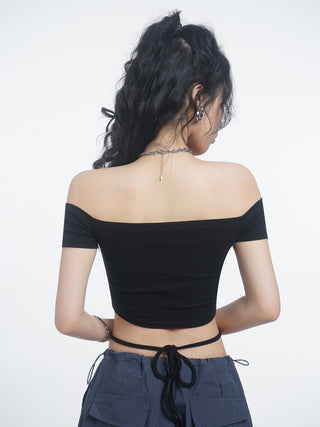 Crop one-shoulder slim top