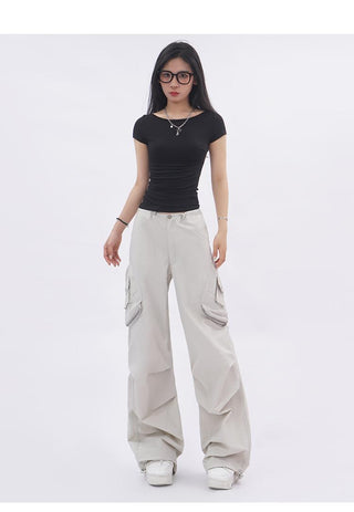 Backless short-sleeved slim top