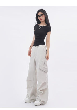 Backless short-sleeved slim top