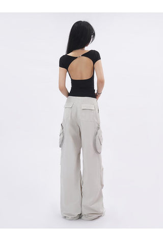 Backless short-sleeved slim top