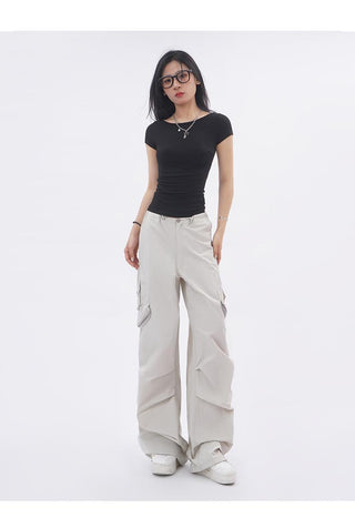 Backless short-sleeved slim top