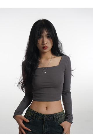 Crop long sleeve T-shirt