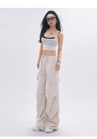 Contrast color layered camisole two-piece set