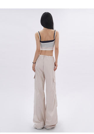 Contrast color layered camisole two-piece set