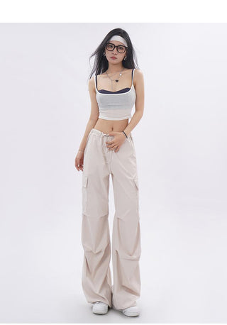 Contrast color layered camisole two-piece set