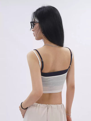 Contrast color layered camisole two-piece set
