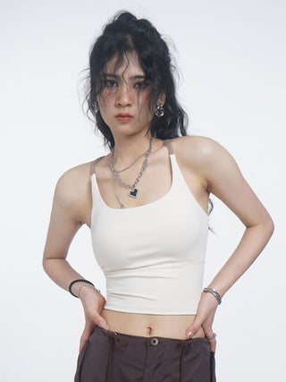 Halter neck camisole vest with chest pads