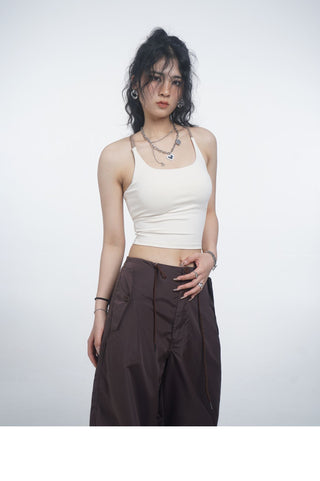 Halter neck camisole vest with chest pads