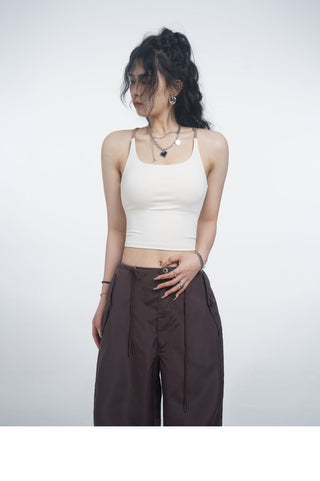 Halter neck camisole vest with chest pads