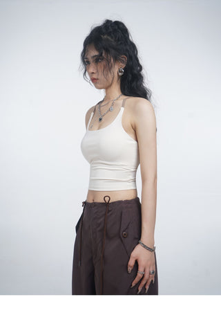 Halter neck camisole vest with chest pads
