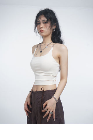 Halter neck camisole vest with chest pads