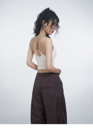 Halter neck camisole vest with chest pads