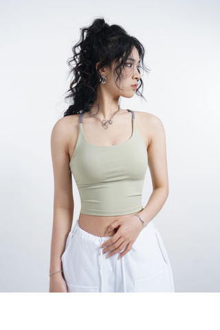 Halter neck camisole vest with chest pads