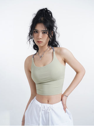 Halter neck camisole vest with chest pads
