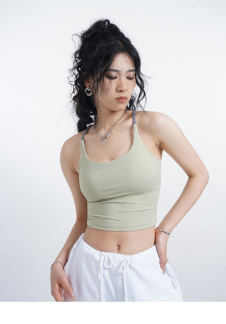 Halter neck camisole vest with chest pads
