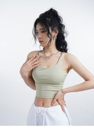 Halter neck camisole vest with chest pads