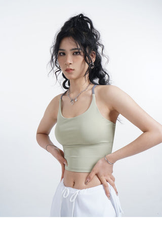 Halter neck camisole vest with chest pads