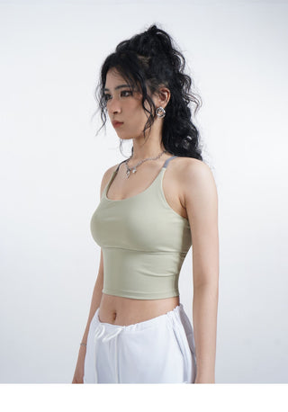 Halter neck camisole vest with chest pads