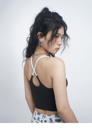 Halter neck camisole vest with chest pads
