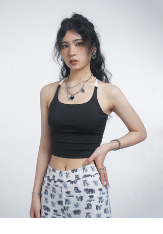 Halter neck camisole vest with chest pads