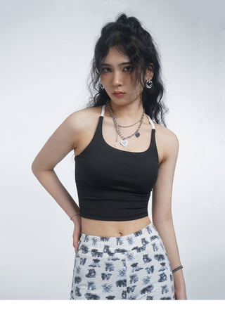 Halter neck camisole vest with chest pads