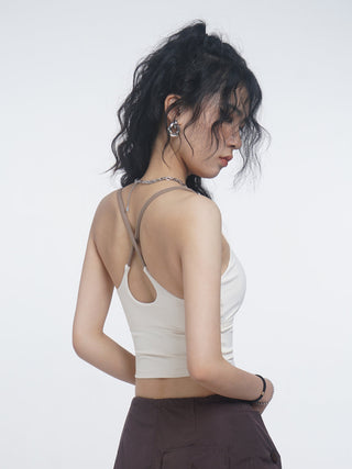 Halter neck camisole vest with chest pads