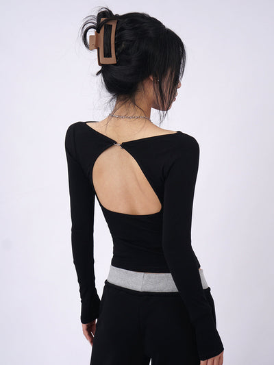 Open back long sleeve slim top