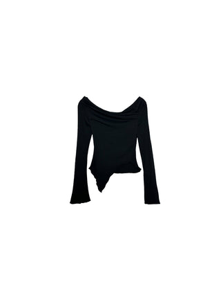 One-shoulder black bottoming shirt