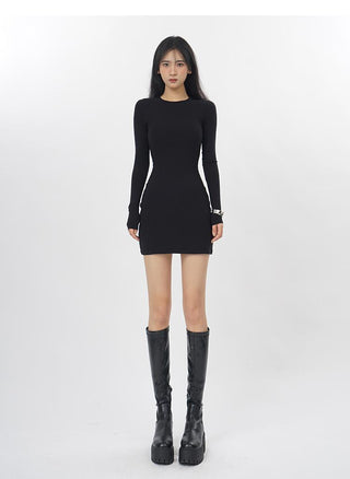 Black backless slim fit dress