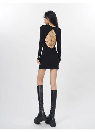 Black backless slim fit dress