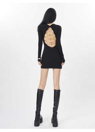 Black backless slim fit dress