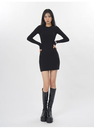 Black backless slim fit dress